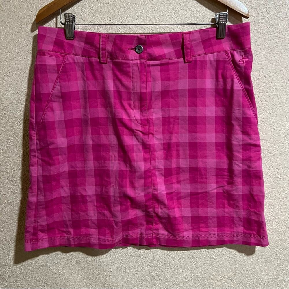 Cross Sportswear pink plaid golf skirt with shorts / skort 42